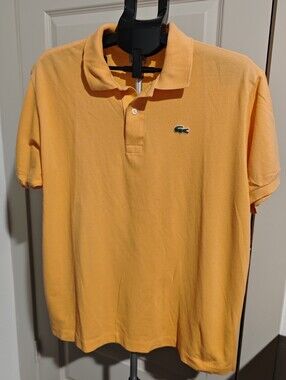 Lacoste Men's Orange Cotton Pique Polo Shirt Size 7